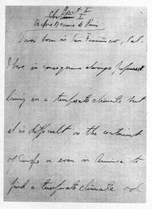 first hand-written page of THE AUTOBIOGRAPHY